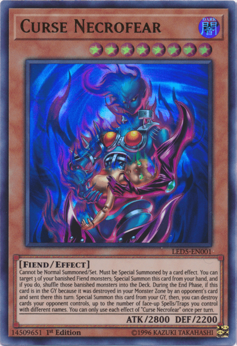 1st Edition, Dark, Effect Monster, Fiend, Legendary Duelists: Immortal Destiny, Ultra Rare Curse Necrofear [LED5-EN001] Ultra Rare - Trading Card World