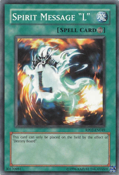 Common, Continuous Spell, Retro Pack 2, Spell, Unlimited Spirit Message "L" [RP02-EN049] Common - Trading Card World