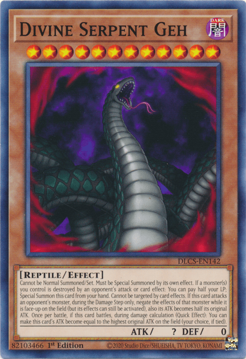1st Edition, Common, Dark, Dragons of Legend: The Complete Series, Effect Monster, Reptile Divine Serpent Geh [DLCS-EN142] Common - Trading Card World
