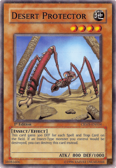 1st Edition, Common, Crimson Crisis, Earth, Effect Monster, Insect, Unlimited Desert Protector [CRMS-EN034] Common - Trading Card World