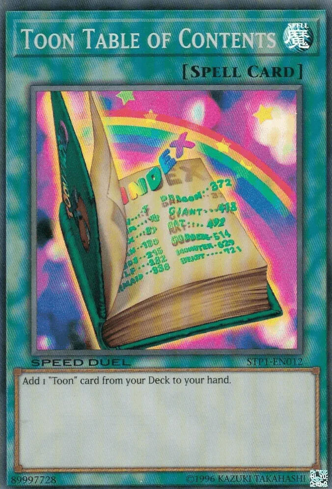 Normal Spell, Speed Duel: Tournament Pack 1, Spell, Super Rare, Unlimited Toon Table of Contents [STP1-EN012] Super Rare - Trading Card World