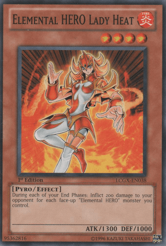 1st Edition, Common, Effect Monster, Fire, Legendary Collection 2, Pyro, Unlimited Elemental HERO Lady Heat [LCGX-EN038] Common - Trading Card World