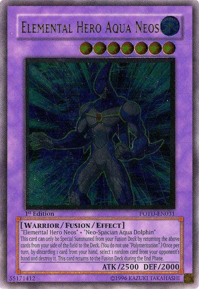 1st Edition, Fusion/Effect Monster, Power of the Duelist, Ultimate Rare, Unlimited, Warrior, Water Elemental Hero Aqua Neos [POTD-EN031] Ultimate Rare - Trading Card World