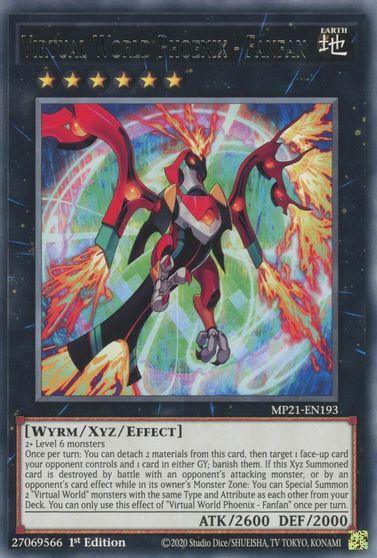 1st Edition, 2021 Tin of Ancient Battles, Earth, Rare, Wyrm, Xyz/Effect Monster Virtual World Phoenix - Fanfan [MP21-EN193] Rare - Trading Card World