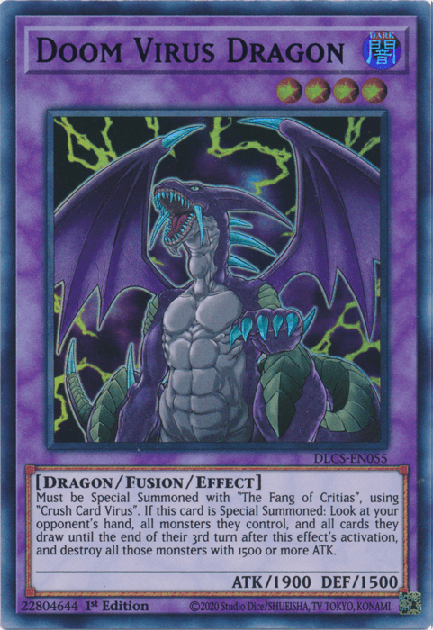 1st Edition, Dark, Dragon, Dragons of Legend: The Complete Series, Fusion/Effect Monster, Ultra Rare Doom Virus Dragon (Green) [DLCS-EN055] Ultra Rare - Trading Card World