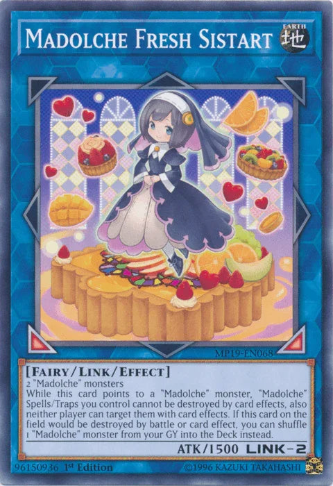 1st Edition, 2019 Gold Sarcophagus Tin Mega Pack, Common, Earth, Fairy, Link/Effect Monster, Unlimited Madolche Fresh Sistart [MP19-EN068] Common - Trading Card World