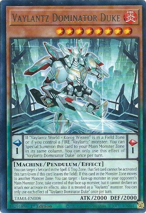 1st Edition, Fire, Machine, Pendulum/Effect Monster, Rare, Tactical Masters Vaylantz Dominator Duke [TAMA-EN008] Rare - Trading Card World