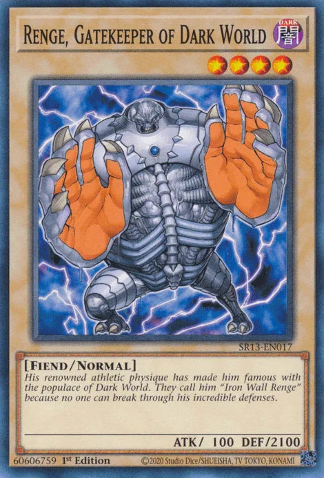 1st Edition, Common, Dark, Fiend, Normal Monster, Structure Deck: Dark World Renge, Gatekeeper of Dark World [SR13-EN017] Common - Trading Card World