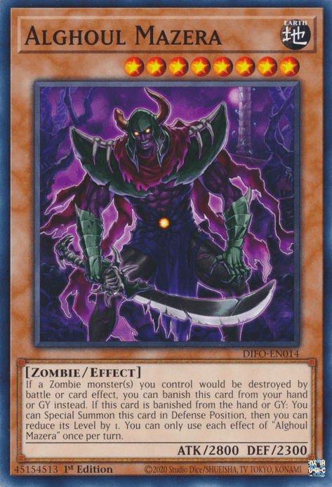 1st Edition, Common, Dimension Force, Earth, Effect Monster, Zombie Alghoul Mazera [DIFO-EN014] Common - Trading Card World