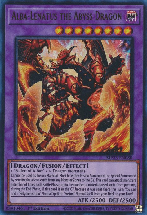 1st Edition, Dark, Dragon, Dueling Heroes Collectors Tin - Mega Pack (25th Anniversary Edition), Fusion/Effect Monster, Ultra Rare Alba-Lenatus the Abyss Dragon [MP23-EN080] Ultra Rare - Trading Card World