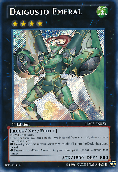 1st Edition, Hidden Arsenal 7: Knight of Stars, Rock, Secret Rare, Unlimited, Wind, Xyz/Effect Monster Daigusto Emeral [HA07-EN020] Secret Rare - Trading Card World