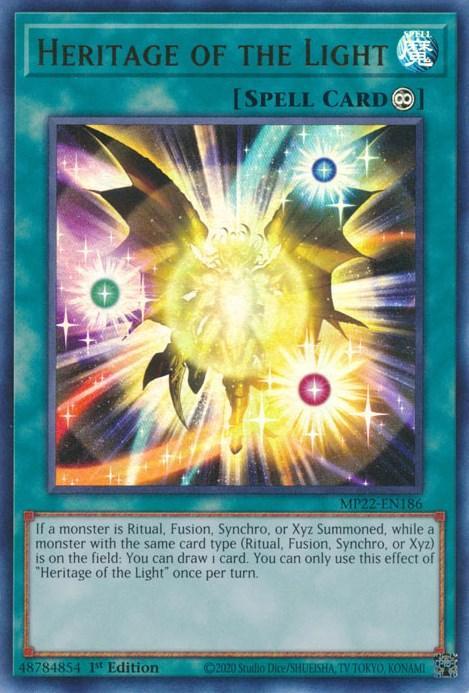 1st Edition, 2022 Tin of the Pharaoh's Gods, Continuous Spell, Spell, Ultra Rare Heritage of the Light [MP22-EN186] Ultra Rare - Trading Card World