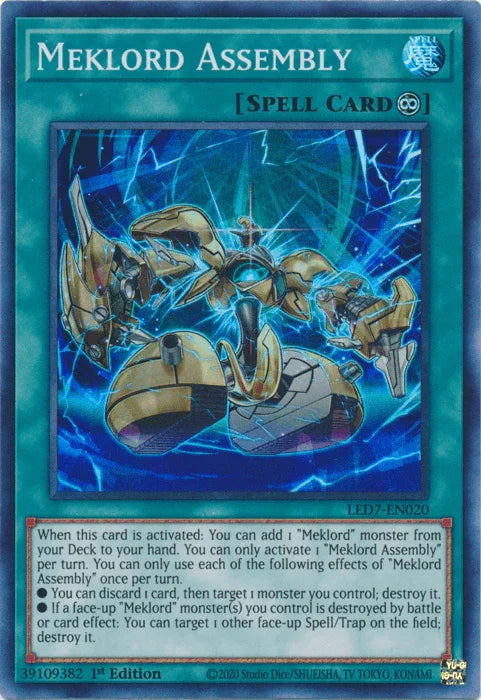 1st Edition, Continuous Spell, Legendary Duelists: Rage of Ra, Spell, Super Rare, Unlimited Meklord Assembly [LED7-EN020] Super Rare - Trading Card World