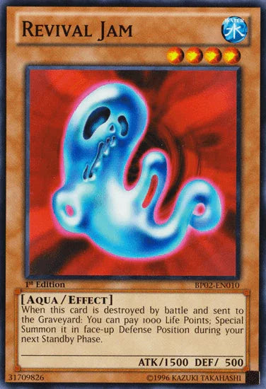 1st Edition, Aqua, Battle Pack 2: War of the Giants, Effect Monster, Mosaic Rare, Unlimited, Water Revival Jam [BP02-EN010] Mosaic Rare - Trading Card World