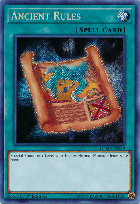 1st Edition, Legendary Collection Kaiba, Normal Spell, Secret Rare, Spell, Unlimited Ancient Rules [LCKC-EN039] Secret Rare - Trading Card World
