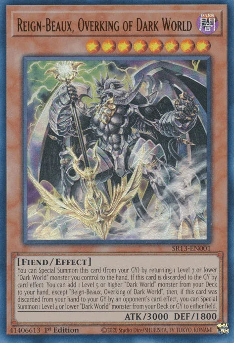 1st Edition, Dark, Effect Monster, Fiend, Structure Deck: Dark World, Ultra Rare Reign-Beaux, Overking of Dark World [SR13-EN001] Ultra Rare - Trading Card World