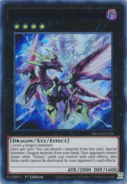 1st Edition, Dark, Dragon, Dragons of Legend: The Complete Series, Ultra Rare, Xyz/Effect Monster Galaxy Stealth Dragon (Blue) [DLCS-EN126] Ultra Rare - Trading Card World