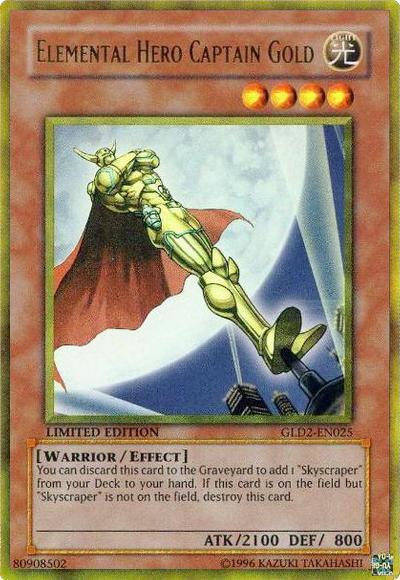 Effect Monster, Gold Series 2009, Light, Limited, Ultra Rare, Warrior Elemental Hero Captain Gold [GLD2-EN025] Ultra Rare - Trading Card World