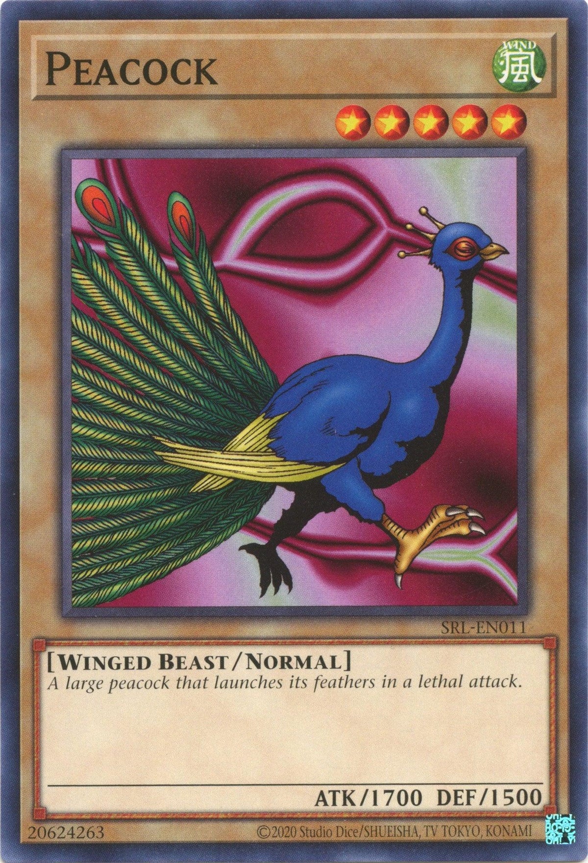 Common, Normal Monster, Spell Ruler (25th Anniversary Edition), Unlimited, Wind, Winged Beast Peacock (25th Anniversary) [SRL-EN011] Common - Trading Card World