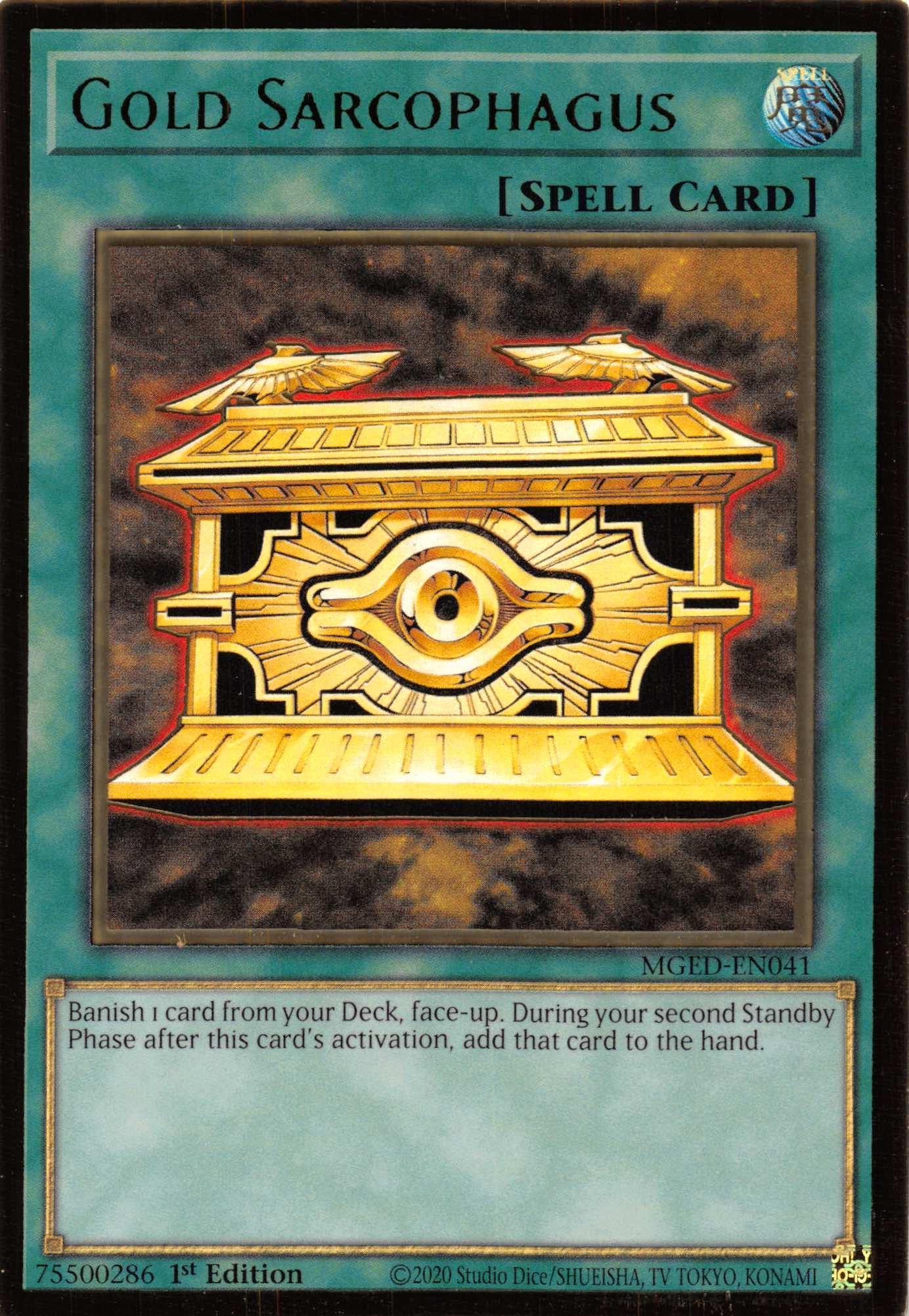 1st Edition, Gold Rare, Maximum Gold: El Dorado, Normal Spell, Spell Gold Sarcophagus [MGED-EN041] Gold Rare - Trading Card World