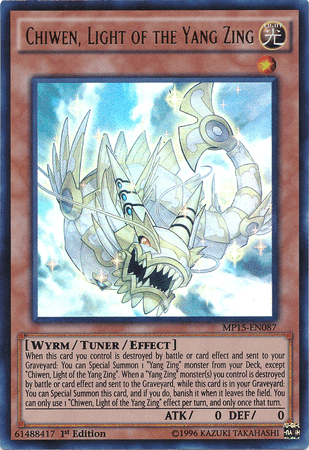 1st Edition, 2015 Mega-Tins Mega Pack, Light, Tuner/Effect Monster, Ultra Rare, Wyrm Chiwen, Light of the Yang Zing [MP15-EN087] Ultra Rare - Trading Card World