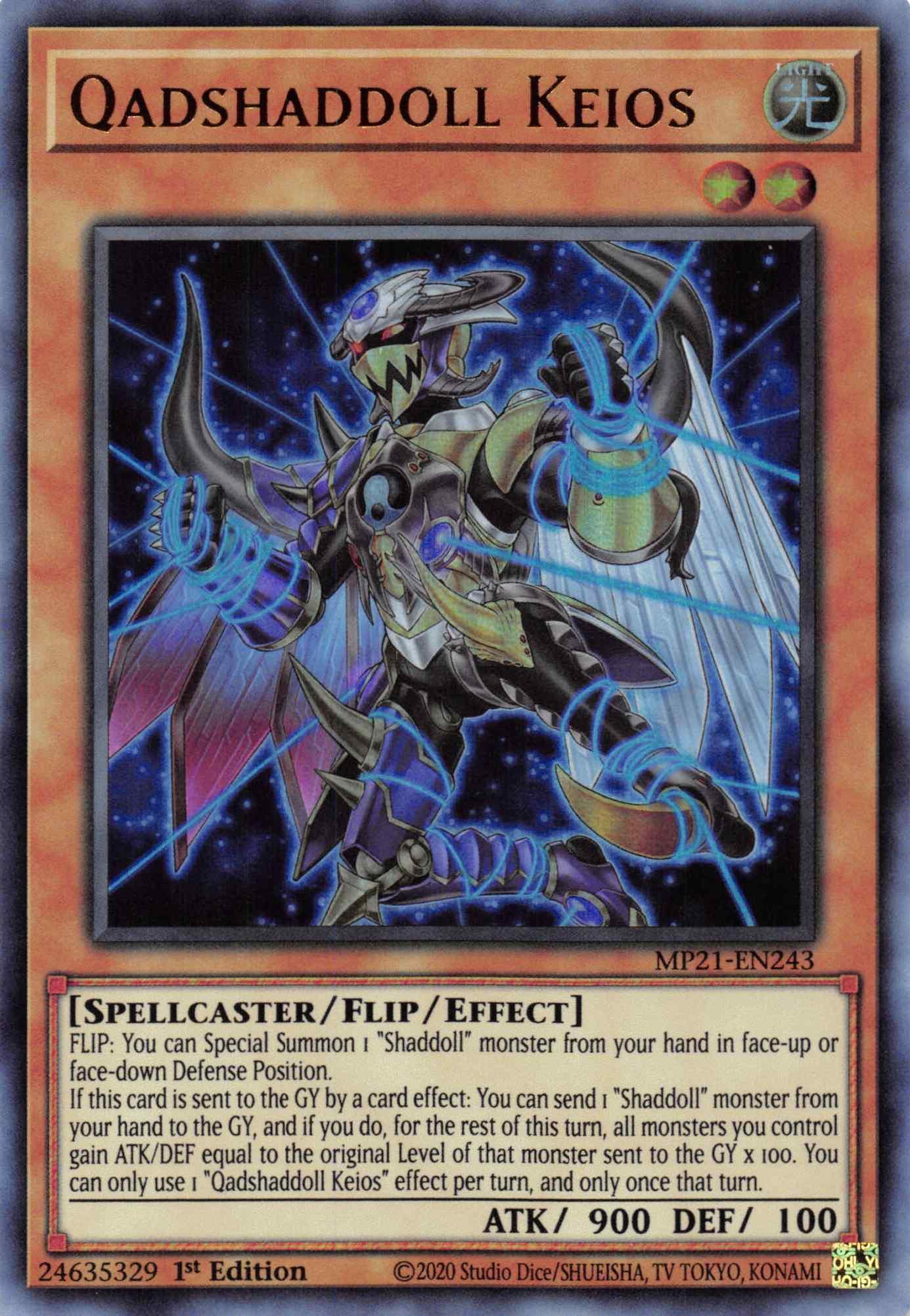 1st Edition, 2021 Tin of Ancient Battles, Flip monster, Light, Spellcaster, Ultra Rare Qadshaddoll Keios [MP21-EN243] Ultra Rare - Trading Card World