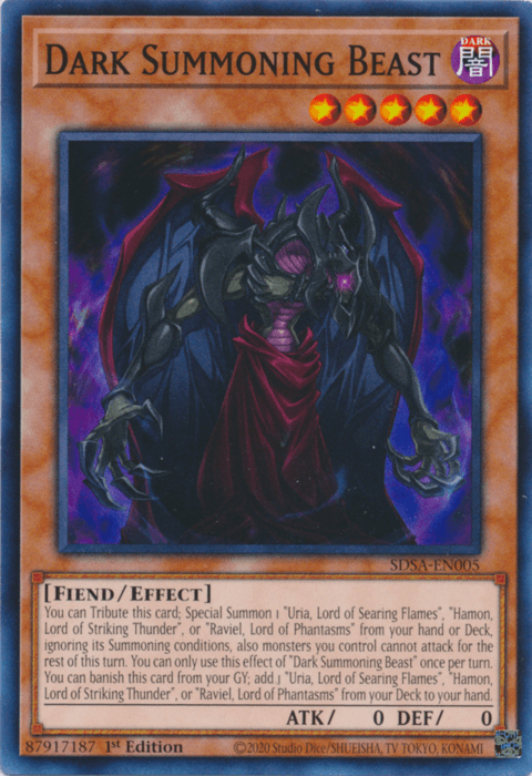 1st Edition, Common, Dark, Effect Monster, Fiend, Structure Deck: Sacred Beasts Dark Summoning Beast [SDSA-EN005] Common - Trading Card World