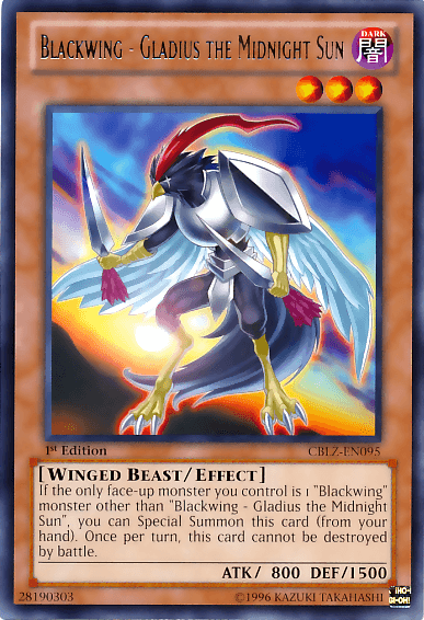 1st Edition, Cosmo Blazer, Dark, Effect Monster, Rare, Unlimited, Winged Beast Blackwing - Gladius the Midnight Sun [CBLZ-EN095] Rare - Trading Card World