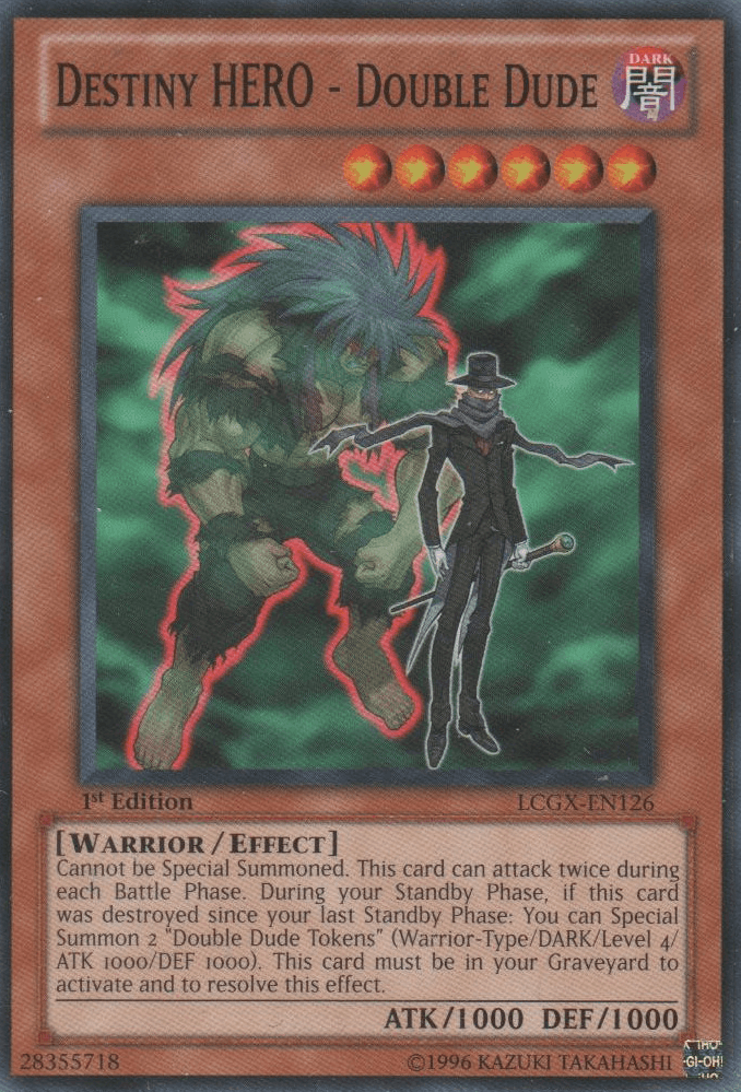 1st Edition, Common, Dark, Effect Monster, Legendary Collection 2, Unlimited, Warrior Destiny HERO - Double Dude [LCGX-EN126] Common - Trading Card World