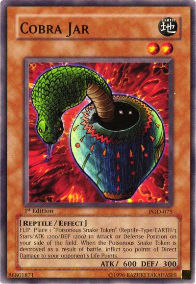 1st Edition, Common, Earth, Effect Monster, Pharaonic Guardian, Reptile, Unlimited Cobra Jar [PGD-075] Common - Trading Card World