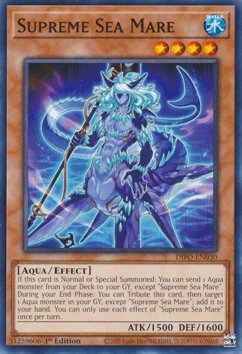 1st Edition, Aqua, Common, Dimension Force, Effect Monster, Water Supreme Sea Mare [DIFO-EN030] Common - Trading Card World