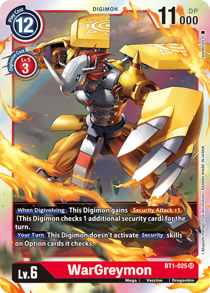 BT1-025, Digimon, Dragonkin, Mega, Red, Release Special Booster Ver.1.0, Super Rare, Vaccine WarGreymon [BT1-025] [Release Special Booster Ver.1.0] - Trading Card World