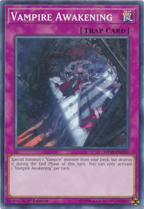 1st Edition, 2019 Gold Sarcophagus Tin Mega Pack, Common, Normal Trap, Trap, Unlimited Vampire Awakening [MP19-EN242] Common - Trading Card World
