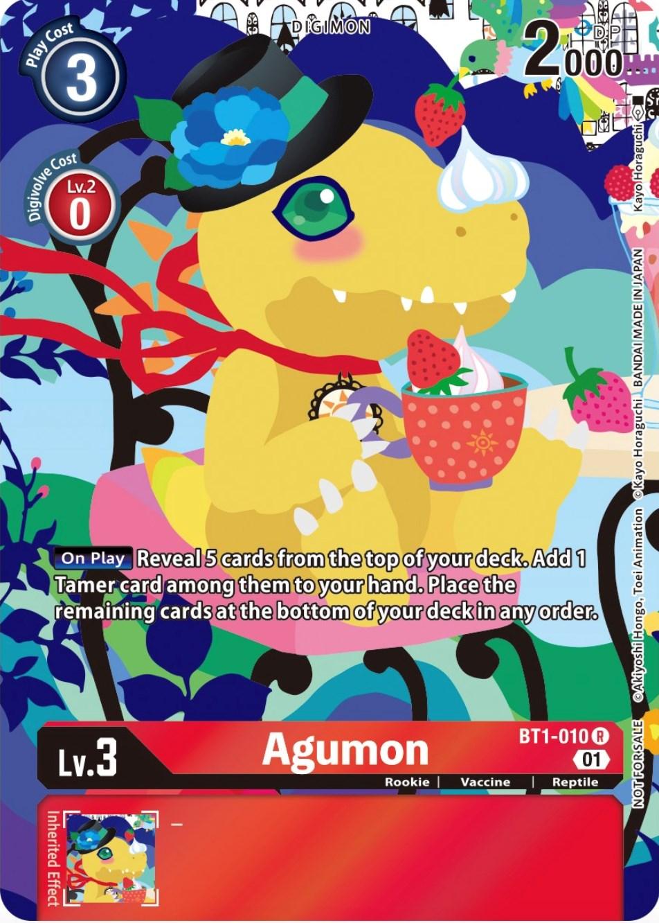 BT1-010, Digimon, Promo, Red, Release Special Booster Promos, Reptile, Rookie, Vaccine Agumon [BT1-010] (Tamer's Card Set 2 Floral Fun) [Release Special Booster Promos] - Trading Card World