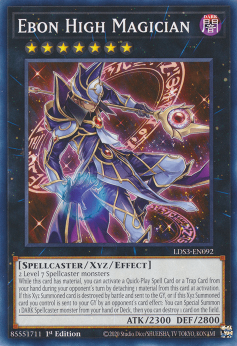 1st Edition, Common, Dark, Legendary Duelists: Season 3, Spellcaster, Xyz/Effect Monster Ebon High Magician [LDS3-EN092] Common - Trading Card World