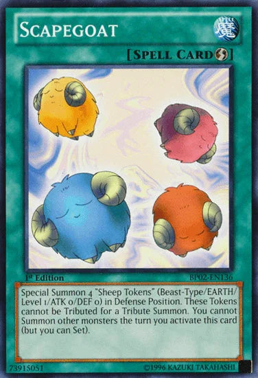 1st Edition, Battle Pack 2: War of the Giants, Mosaic Rare, Quick Play Spell, Spell, Unlimited Scapegoat [BP02-EN136] Mosaic Rare - Trading Card World