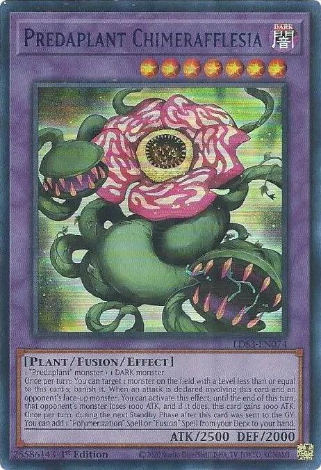 1st Edition, Dark, Fusion/Effect Monster, Legendary Duelists: Season 3, Plant, Ultra Rare Predaplant Chimerafflesia (Blue) [LDS3-EN074] Ultra Rare - Trading Card World