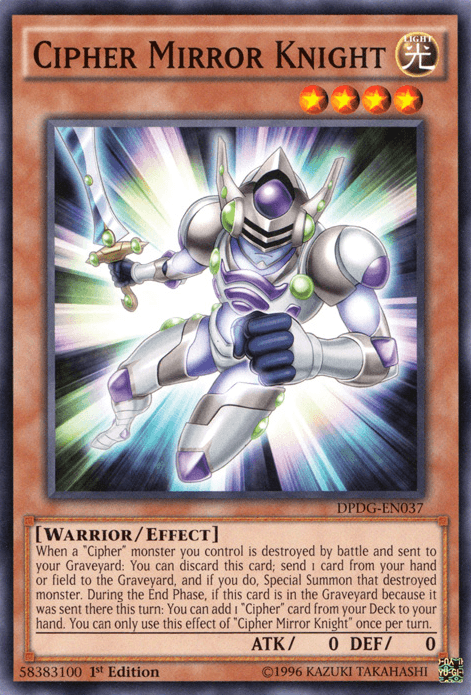 1st Edition, Common, Duelist Pack: Dimensional Guardians, Effect Monster, Light, Warrior Cipher Mirror Knight [DPDG-EN037] Common - Trading Card World