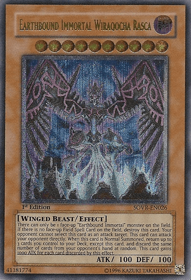 1st Edition, Dark, Effect Monster, Stardust Overdrive, Ultimate Rare, Unlimited, Winged Beast Earthbound Immortal Wiraqocha Rasca [SOVR-EN026] Ultimate Rare - Trading Card World