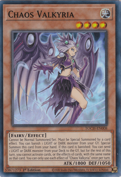 1st Edition, Effect Monster, Fairy, Light, Super Rare, Toon Chaos, Unlimited Chaos Valkyria [TOCH-EN008] Super Rare - Trading Card World
