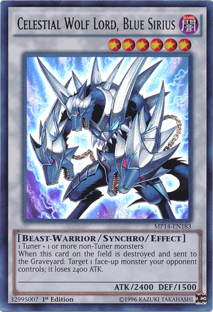 1st Edition, 2014 Mega-Tins Mega Pack, Beast-Warrior, Dark, Synchro/Effect Monster, Ultra Rare Celestial Wolf Lord, Blue Sirius [MP14-EN183] Ultra Rare - Trading Card World