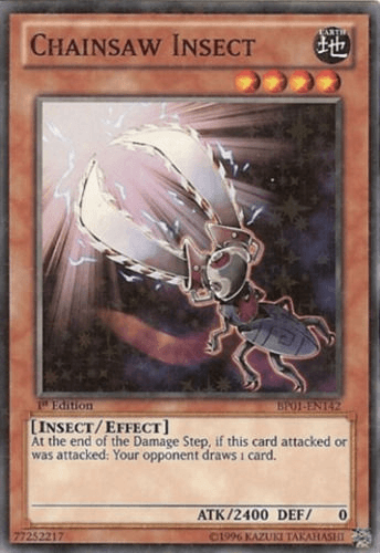 1st Edition, Battle Pack: Epic Dawn, Earth, Effect Monster, Insect, Starfoil Rare, Unlimited Chainsaw Insect [BP01-EN142] Starfoil Rare - Trading Card World