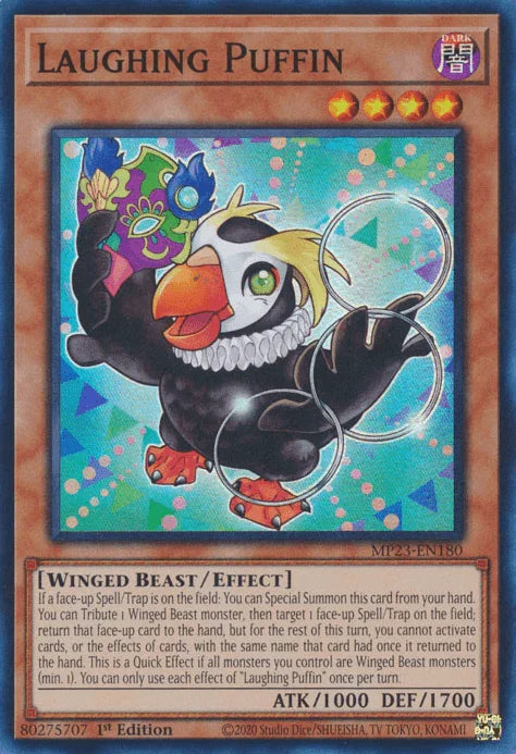 1st Edition, Dark, Dueling Heroes Collectors Tin - Mega Pack (25th Anniversary Edition), Effect Monster, Super Rare, Winged Beast Laughing Puffin [MP23-EN180] Super Rare - Trading Card World