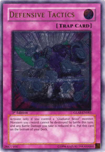 1st Edition, Gladiator's Assault, Normal Trap, Trap, Ultimate Rare, Unlimited Defensive Tactics [GLAS-EN083] Ultimate Rare - Trading Card World