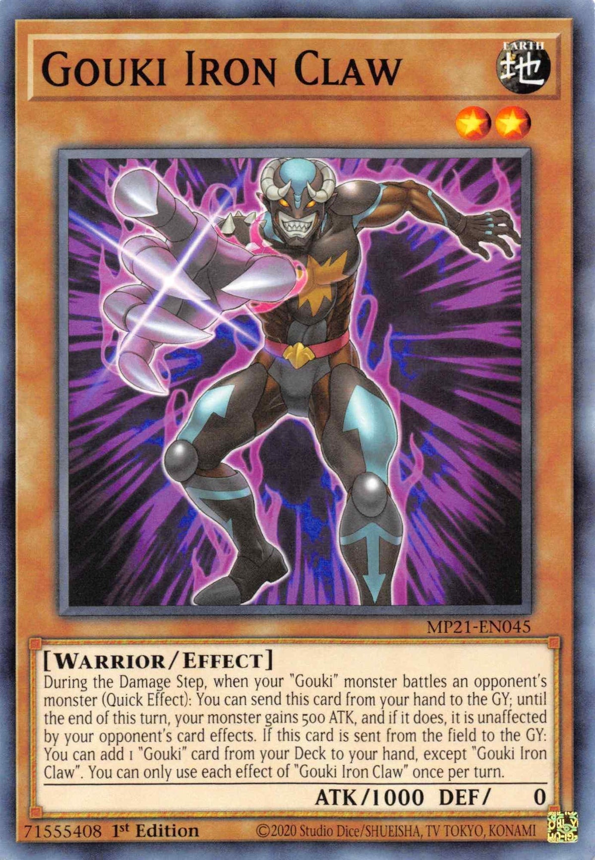 1st Edition, 2021 Tin of Ancient Battles, Common, Earth, Effect Monster, Warrior Gouki Iron Claw [MP21-EN045] Common - Trading Card World