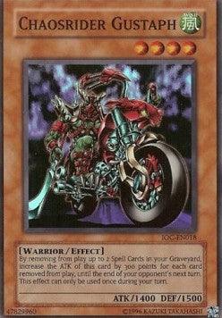 Effect Monster, Invasion of Chaos, Super Rare, Unlimited, Warrior, Wind Chaosrider Gustaph [IOC-EN018] Super Rare - Trading Card World