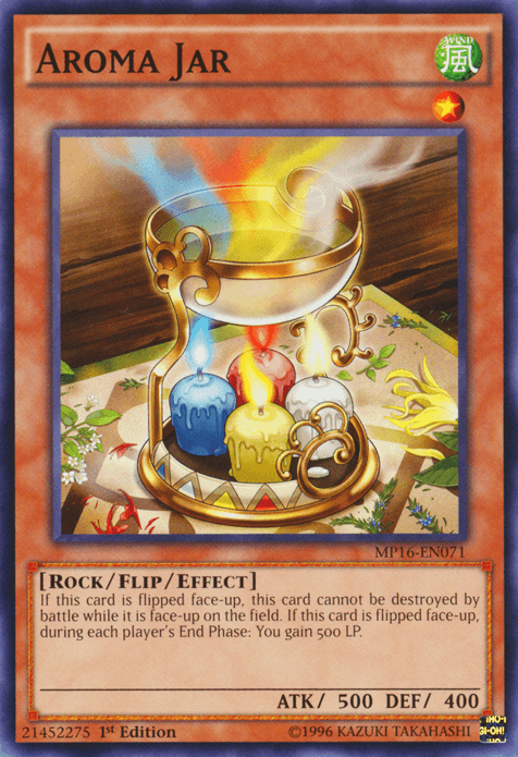 1st Edition, 2016 Mega-Tins Mega Pack, Common, Flip/Effect Monster, Rock, Unlimited, Wind Aroma Jar [MP16-EN071] Common - Trading Card World