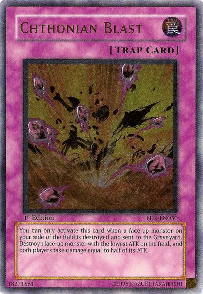 1st Edition, Elemental Energy, Normal Trap, Trap, Ultimate Rare, Unlimited Chthonian Blast [EEN-EN050] Ultimate Rare - Trading Card World