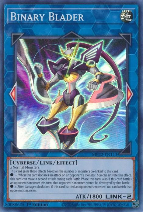1st Edition, 2022 Tin of the Pharaoh's Gods, Cyberse, Earth, Link/Effect Monster, Super Rare Binary Blader [MP22-EN113] Super Rare - Trading Card World