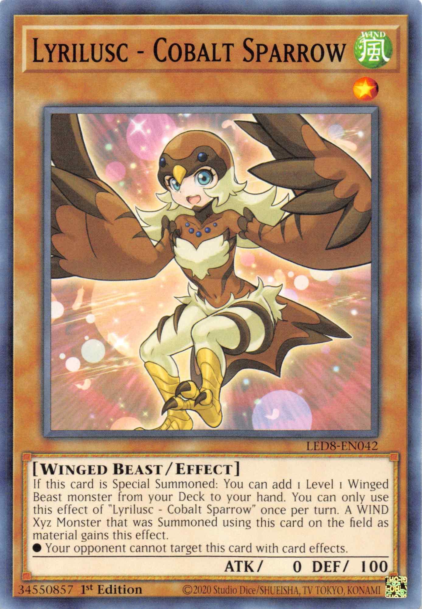 1st Edition, Common, Effect Monster, Legendary Duelists: Synchro Storm, Wind, Winged Beast Lyrilusc - Cobalt Sparrow [LED8-EN042] Common - Trading Card World